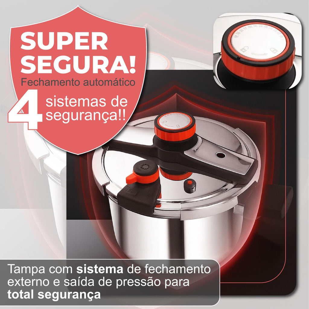 [COMPRE 1 LEVE 2] - KIT Panelas de Pressão TurboChef Aço Inoxidável - Á Prova de Explosões + Brinde: Kit Utensílios