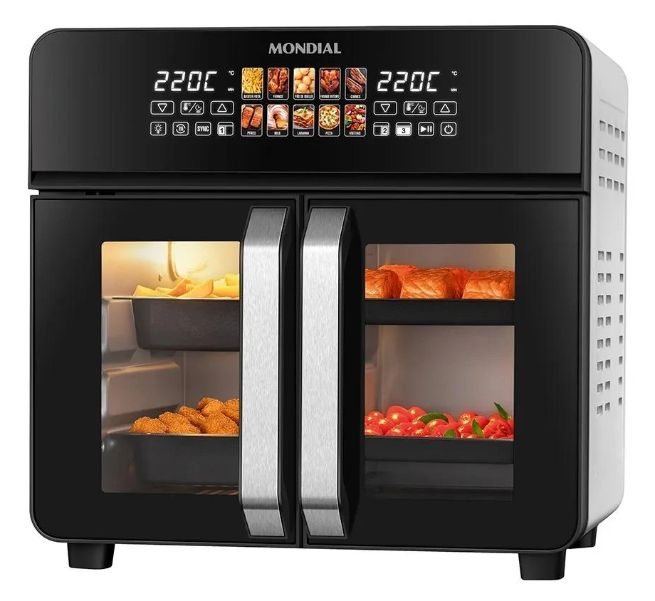 Air Fryer Forno 25L French Door Mondial Preto/Inox 2000W - AFDO-25L-FD