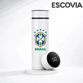 Garrafa Térmica Aço Inoxidavel Copa do Mundo Time Brasil com Medidor De Temperatura Digital 500ml