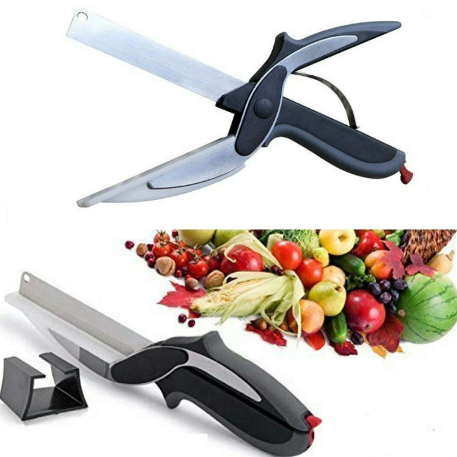 Tesoura de Cozinha 2 em 1 com Mini Tábua de Corte