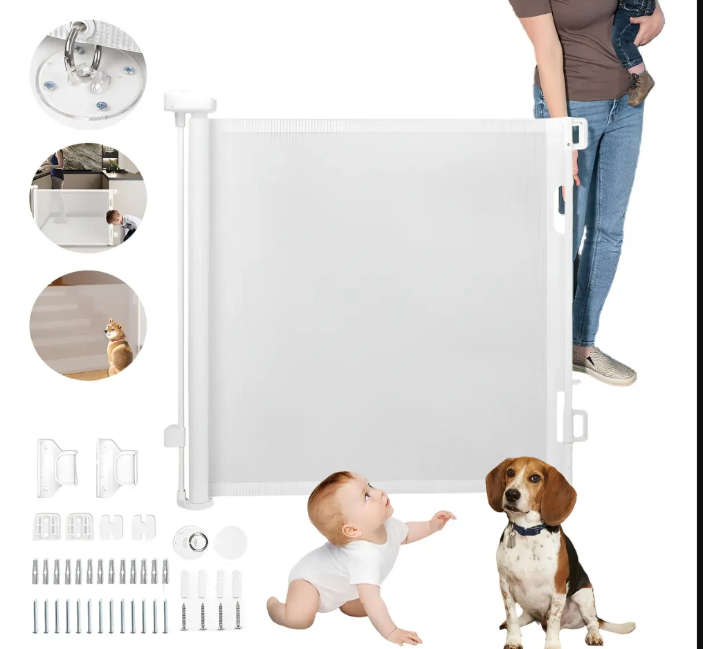 Portão Retrátil 140cm Tela Segurança Bebê Pet Cercadinho