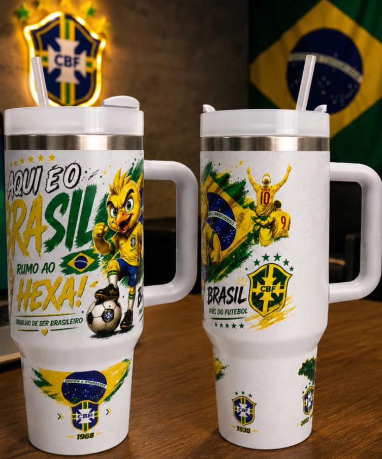 Copo Garrafa Térmica com tampa ajustavel com Canudo 1200ml – Estilo Brasil