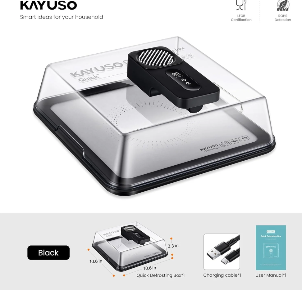 Bandeja de descongelamento rápida para carne, caixa de descongelamento de carne recarregável via USB com tampa