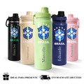 Garrafa Térmica Inox 800ml Personalizada BRASIL Copa - Presente Torcedor/Futebol Brasil