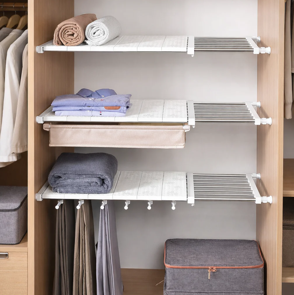 Prateleira Organizadora Ajustável para Armário | Space-Saving Cozinha e Roupeiro – Lumia