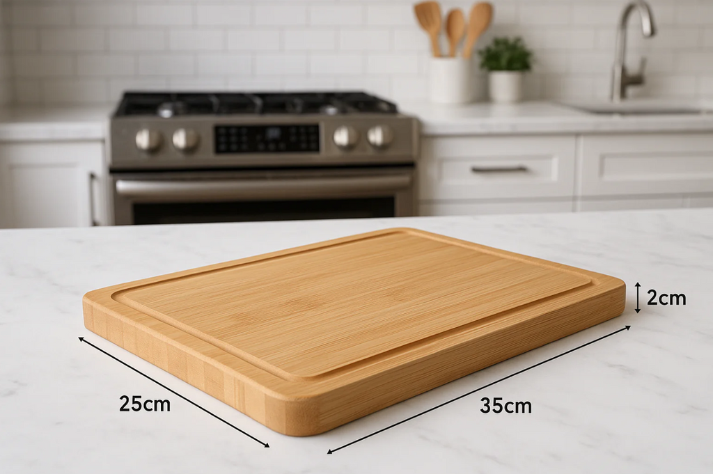 Tábua de Corte Bambu Natural 35x25cm com Canaleta