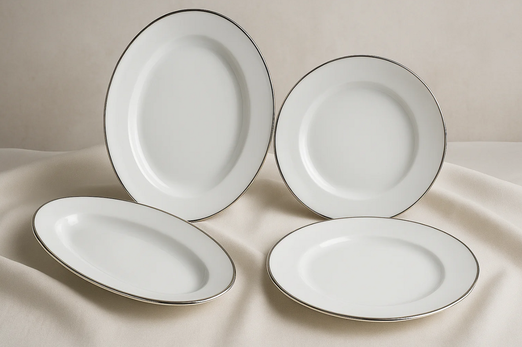 Conjunto 4 Travessas Porcelana Platina - Servir Premium