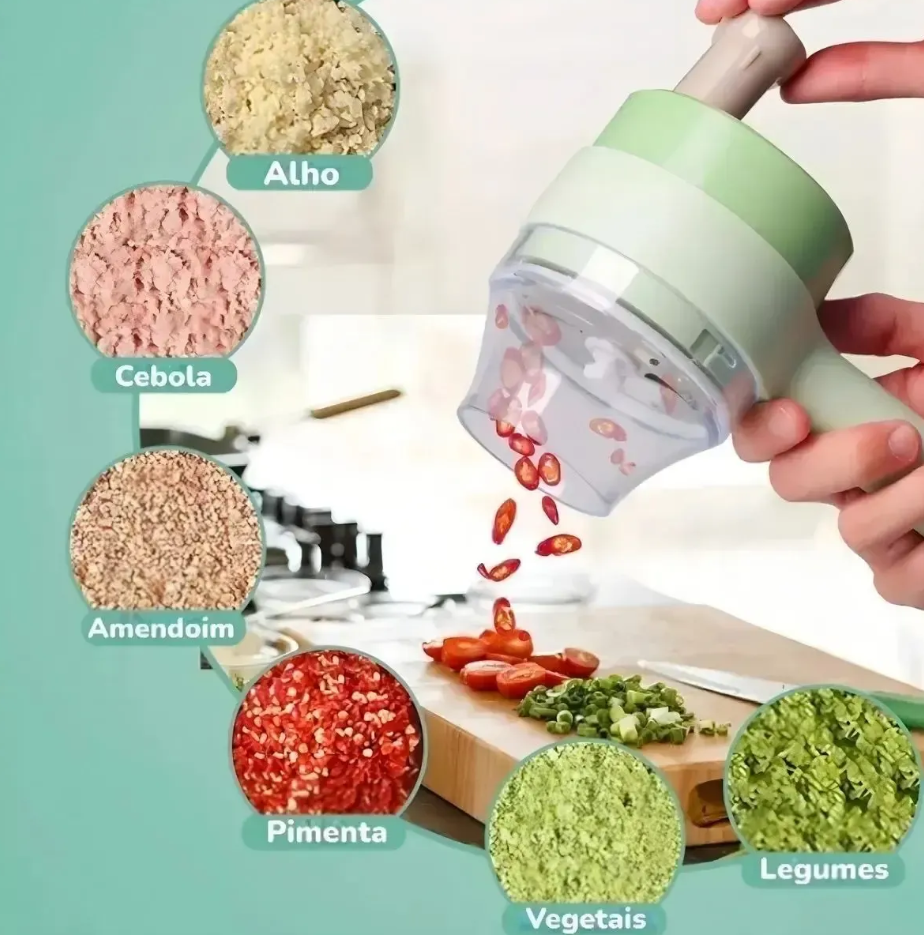 Processador Elétrico TurboChef 4 em 1™ | Cortador, Fatiador, Ralador e Triturador de Alimentos