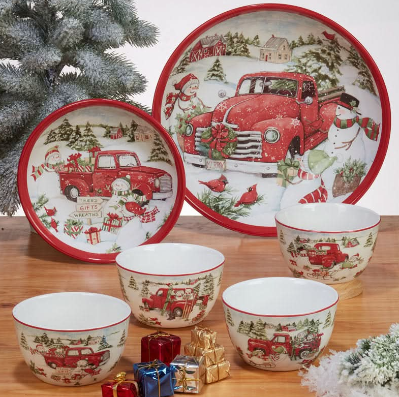 Conjunto Louças porcelana Estampa de Natal 16 peças - Serviço para 04 Pessoas