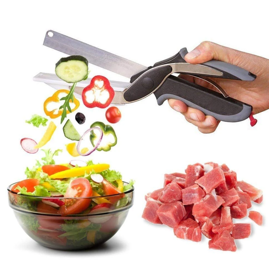 Tesoura de Cozinha 2 em 1 com Mini Tábua de Corte