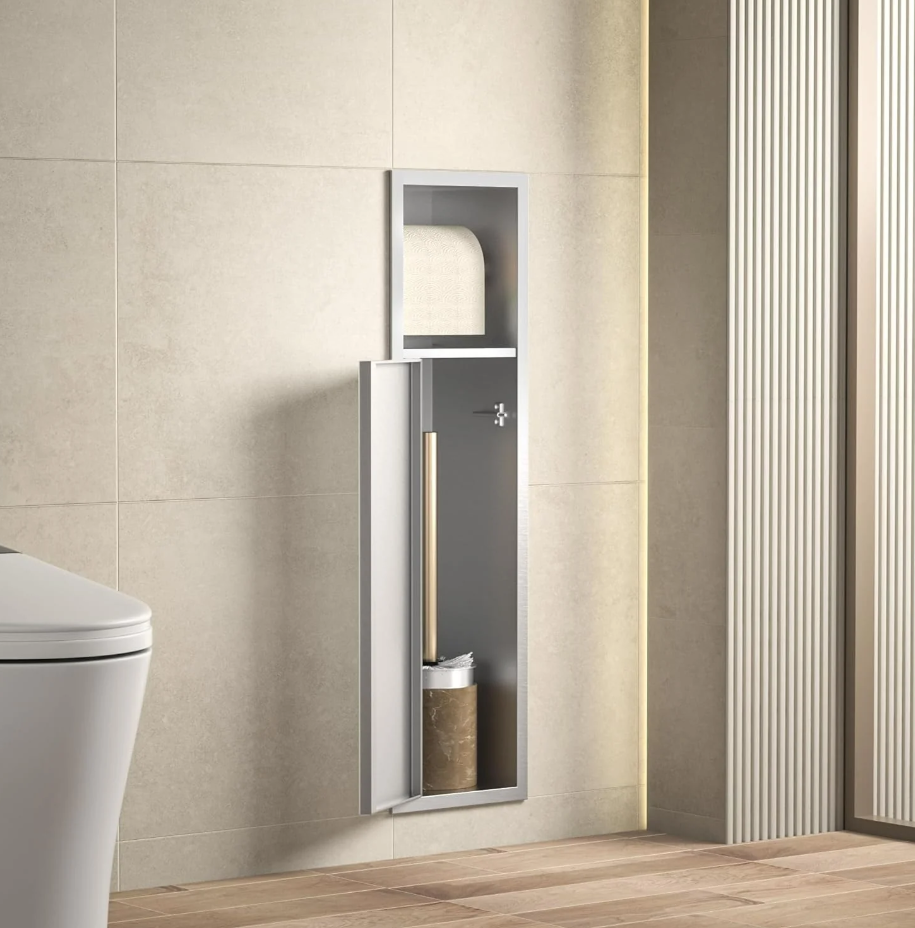 Nicho CleanSpace™  Suporte de Papel Higiênico com Compartimento em Aço Inox