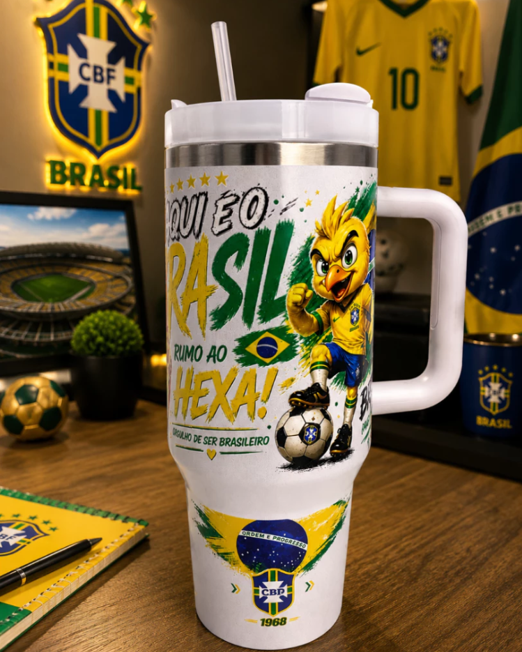Copo Garrafa Térmica com tampa ajustavel com Canudo 1200ml – Estilo Brasil