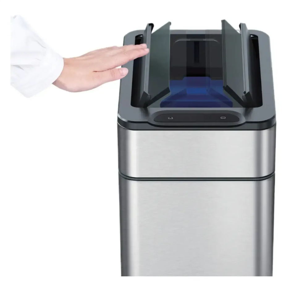 Lixeira Automática SensorClean 50L™  Tampa Dupla com Sensor, Inox Premium e Alta Capacidade