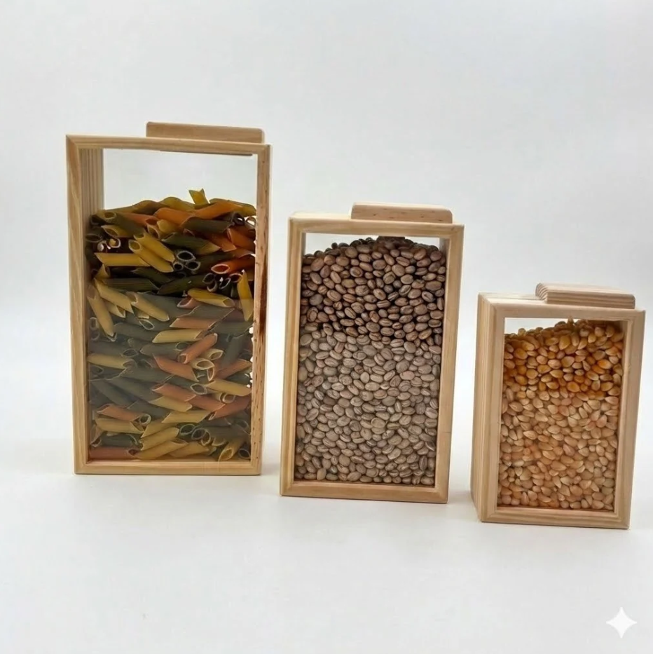 Kit 3 Porta Alimentos Organizador Pinus Ecológico Prático