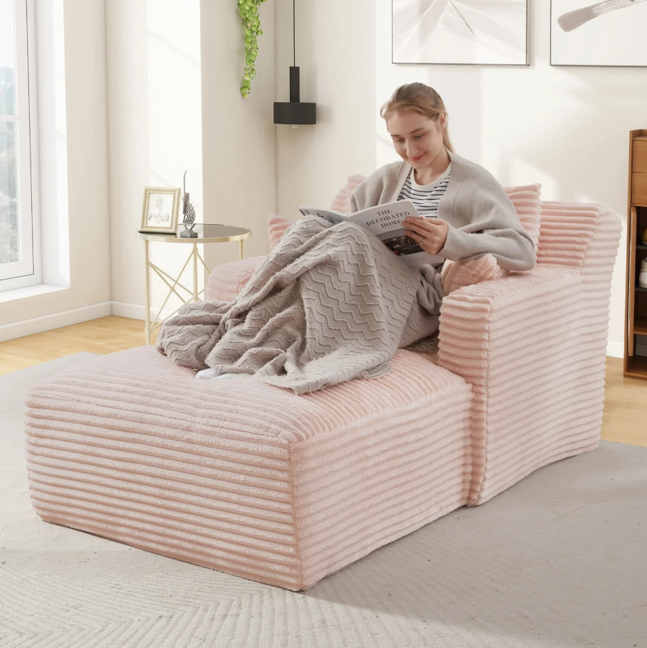 Sofá reclinável moderno com chaise longue
