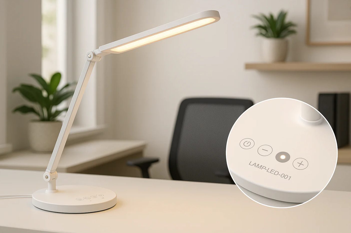 Luminária de Mesa LED Ajustável Touch Branca 45cm