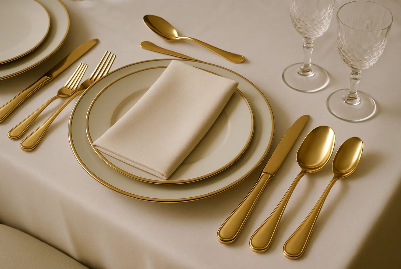 Conjunto Talheres Dourados Premium - 48 Peças Banhado Ouro