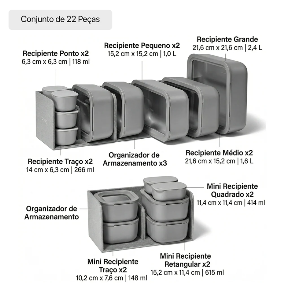 Conjunto de Potes de Armazenamento Air Release