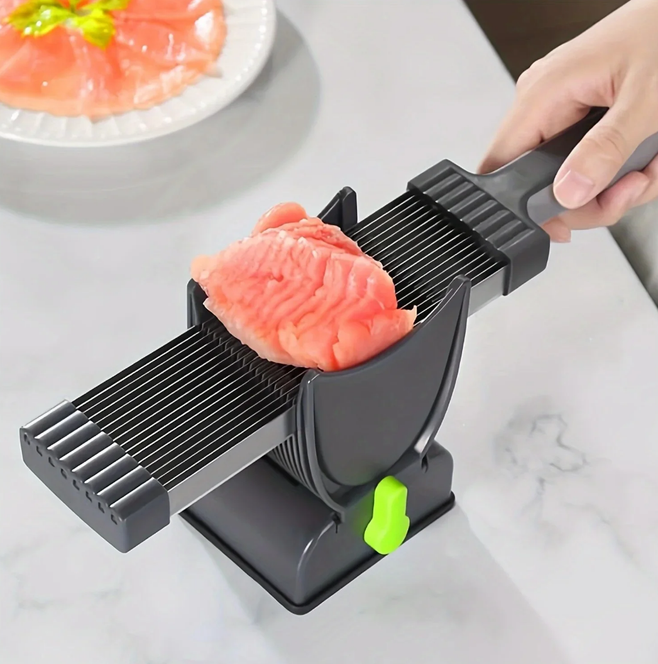 Conjunto de fatiador de carne manual e afiador de facas – Aço inoxidável
