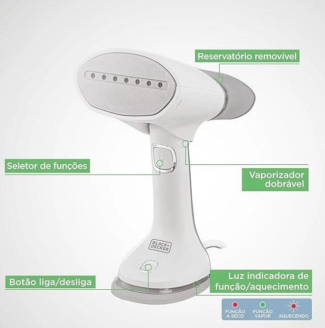 Vaporizador de Roupas BLACK+DECKER 3 em 1 – Compacto, Portátil e Bivolt | BDV3000