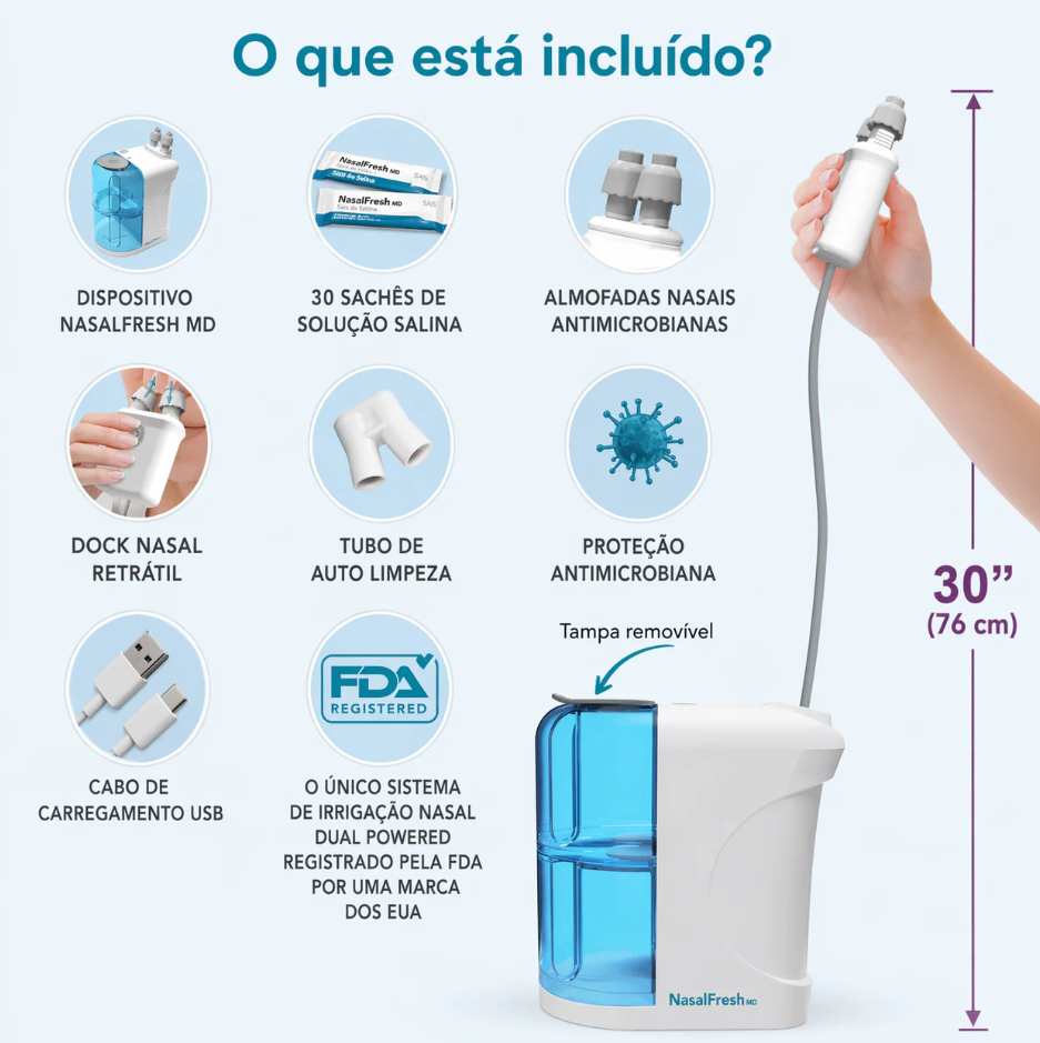 Sistema De Irrigação Nasal Nasalfresh Md Com 30 Pacotes De S