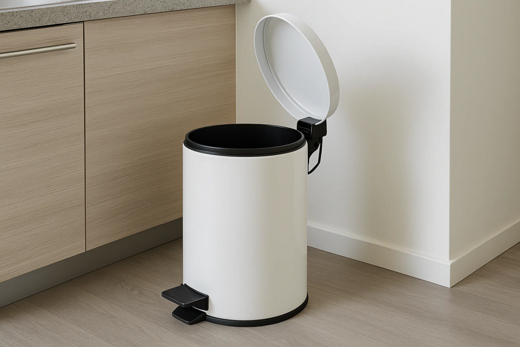 Lixeira com Pedal Metal Branca 12L Tampa Automática