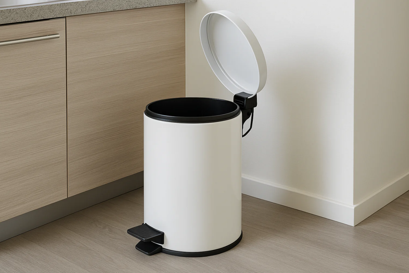 Lixeira com Pedal Metal Branca 12L Tampa Automática