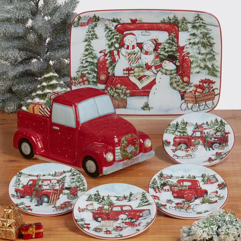 Conjunto Louças porcelana Estampa de Natal 16 peças - Serviço para 04 Pessoas