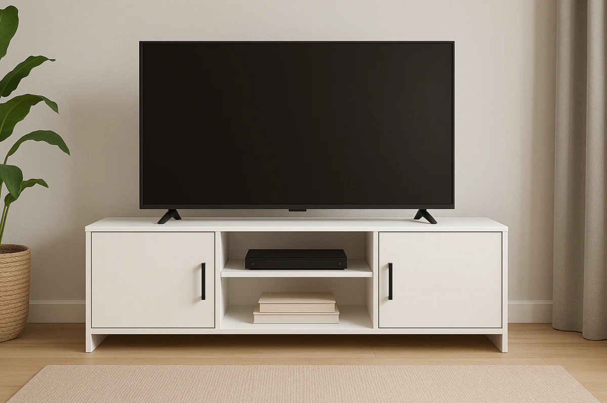 Rack para TV Branco 150cm com Portas e Compartimentos