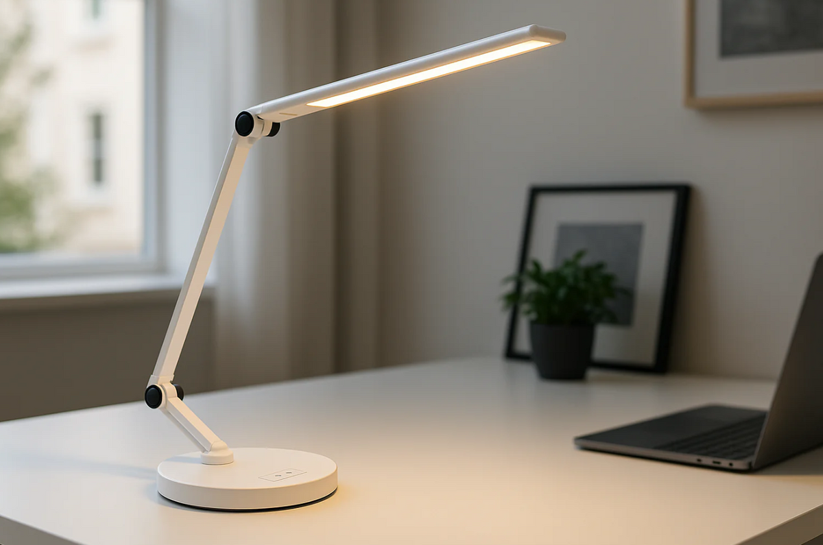 Luminária de Mesa LED Ajustável Touch Branca 45cm