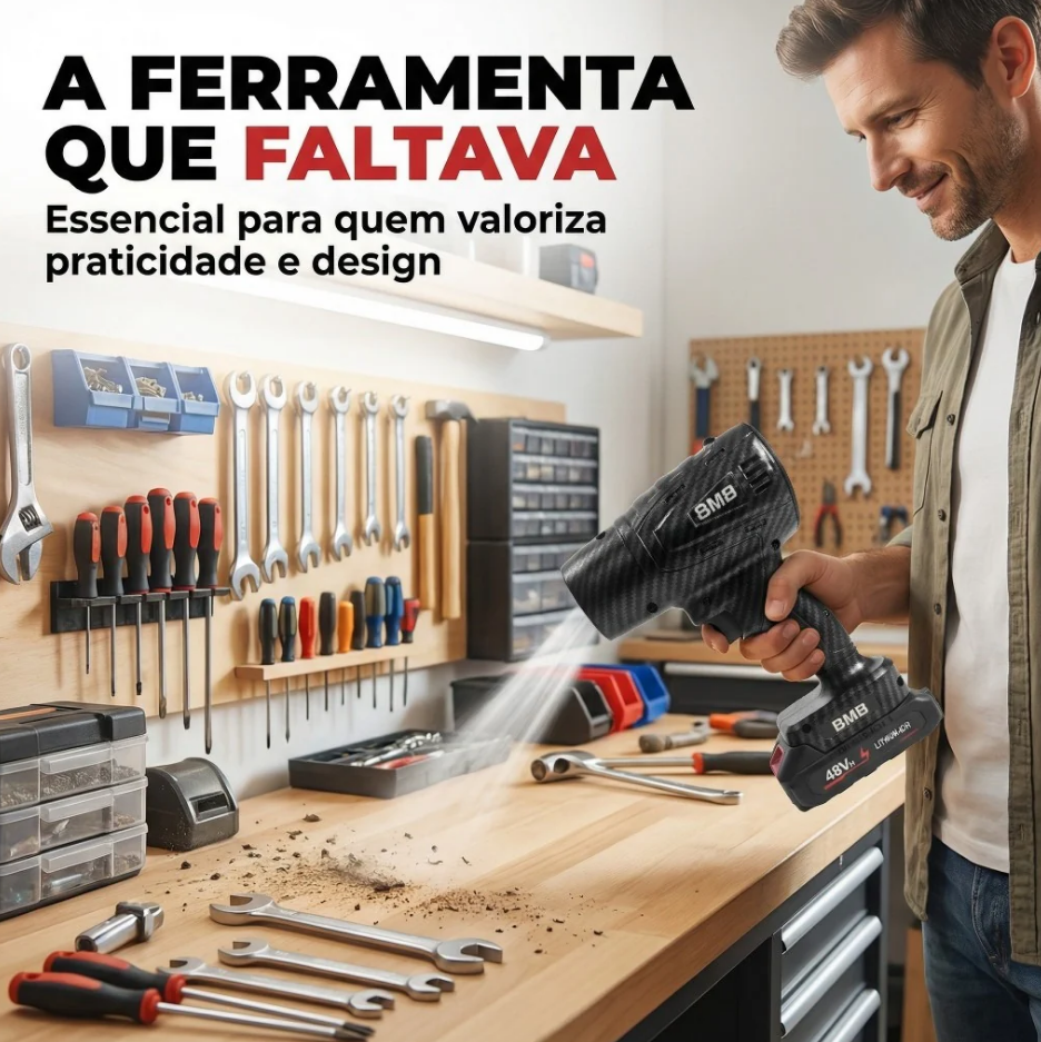 Soprador Turbo AirForce 48V™ | Portátil, Recarregável e com 2 Baterias para Limpeza Pesada