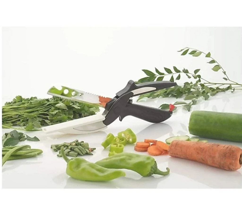 Tesoura de Cozinha 2 em 1 com Mini Tábua de Corte