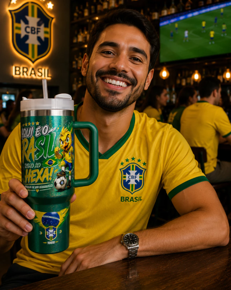 Copo Garrafa Térmica com tampa ajustavel com Canudo 1200ml – Estilo Brasil