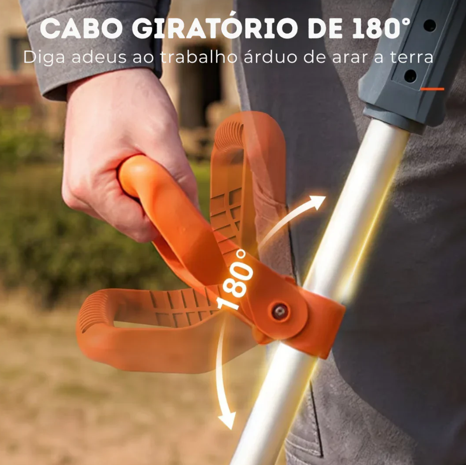 Cultivador Elétrico Terrox Sem Fio Com Lâminas de Aço Inoxidável e Bateria Dupla + BRINDE: Kit 10 Ferramentas