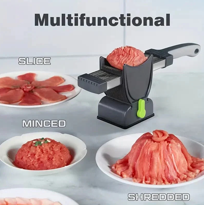 Conjunto de fatiador de carne manual e afiador de facas – Aço inoxidável