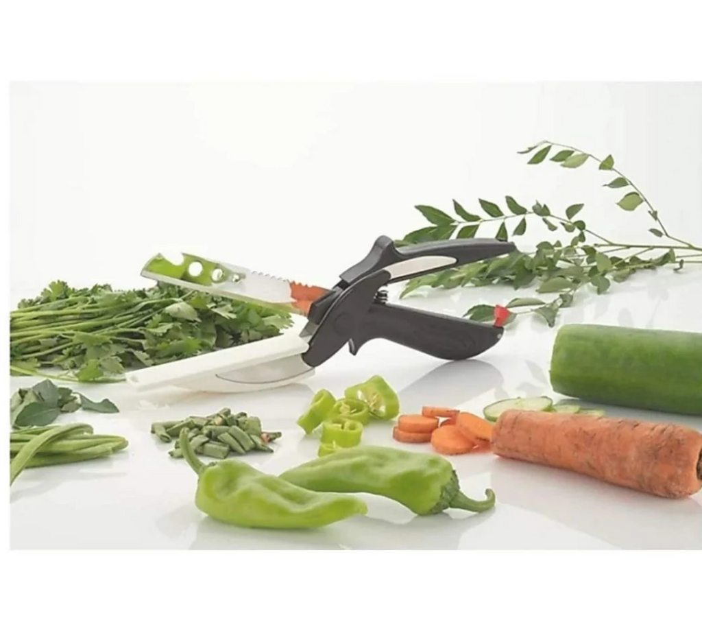 Tesoura de Cozinha 2 em 1 com Mini Tábua de Corte