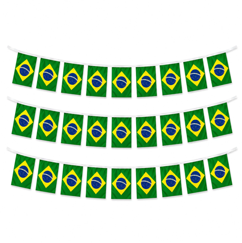 Bandeirinhas do Brasil Decoração Copa do Mundo 2026 Varal de Bandeiras Plástico