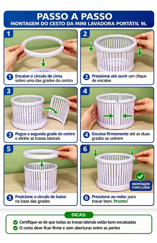Mini Máquina Lavar Roupas Balde Lavadora Dobrável Portátil