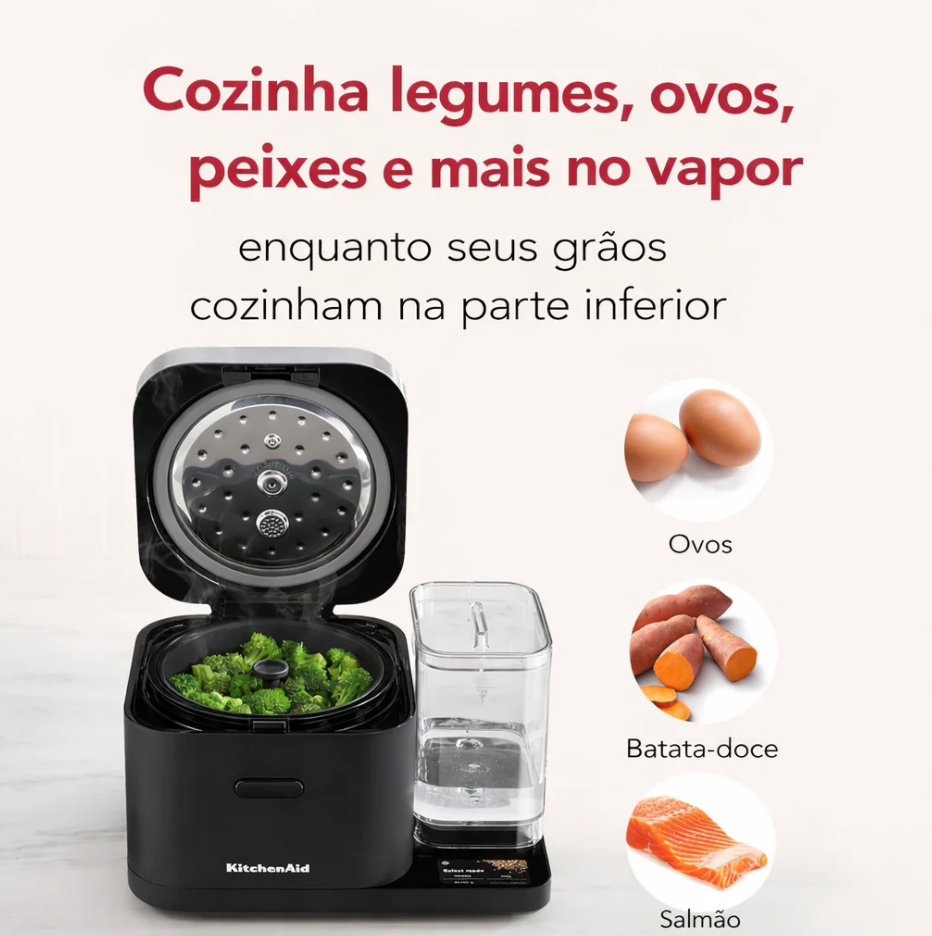 Panela elétrica KitchenAid com balança integrada com sensor automático + reservatório de água