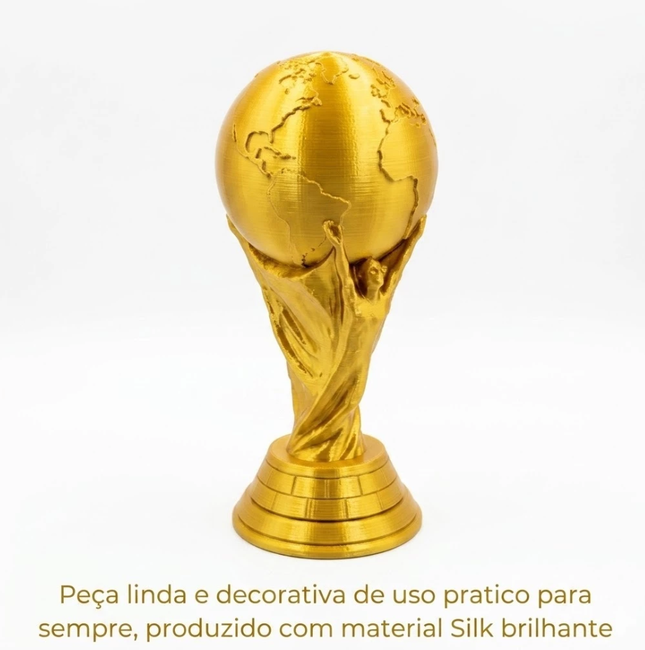 Porta Petiscos Troféu Copa do Mundo 2026 - Petisqueira Decorativa Gold - Decoração Brasil Para Balas, Doces e Petiscos