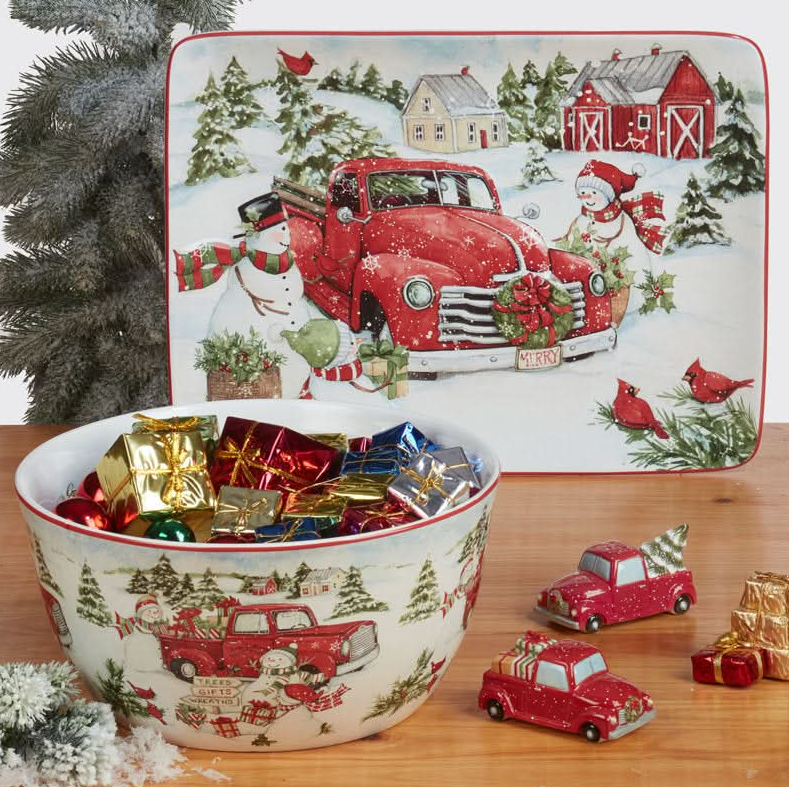 Conjunto Louças porcelana Estampa de Natal 16 peças - Serviço para 04 Pessoas