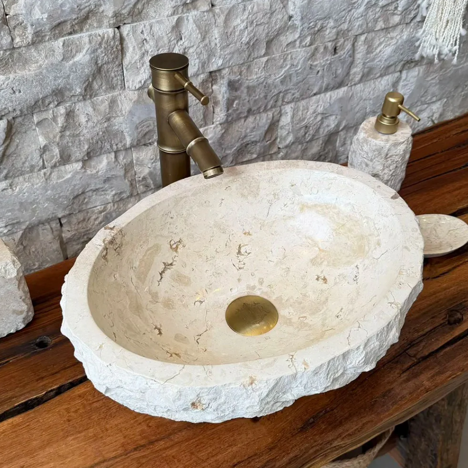 Cuba de Banheiro em Mármore Natural 43x33x15cm