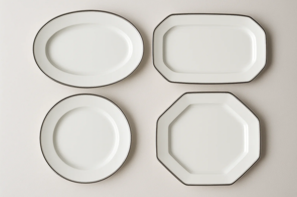 Conjunto 4 Travessas Porcelana Platina - Servir Premium