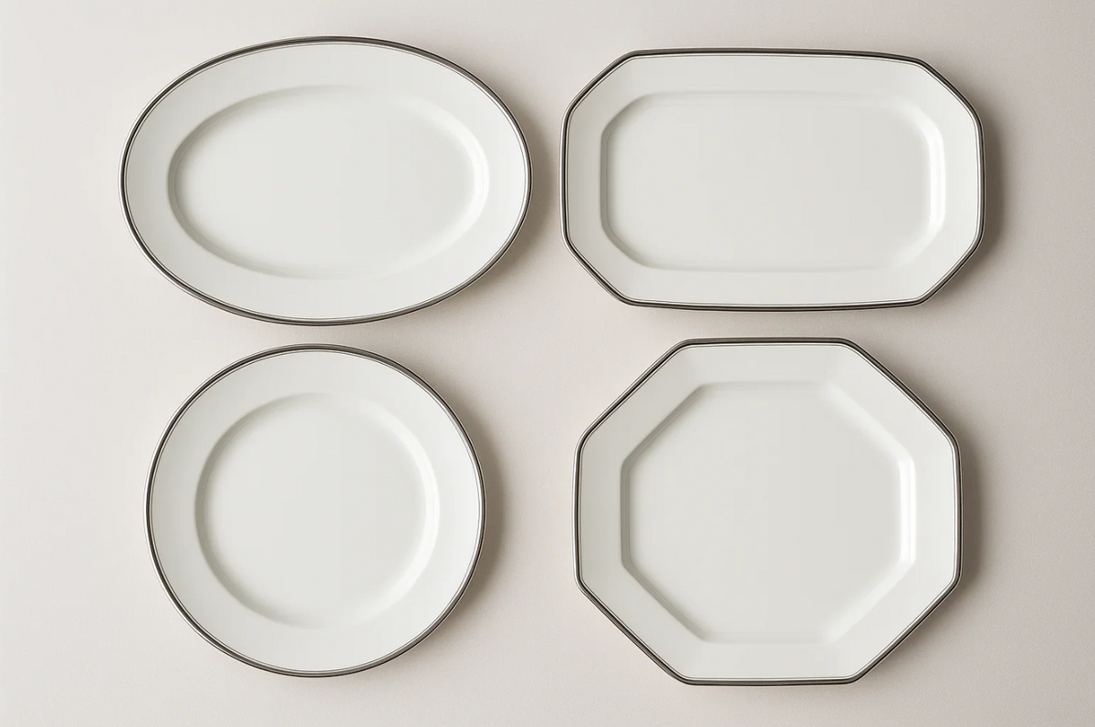 Conjunto 4 Travessas Porcelana Platina - Servir Premium