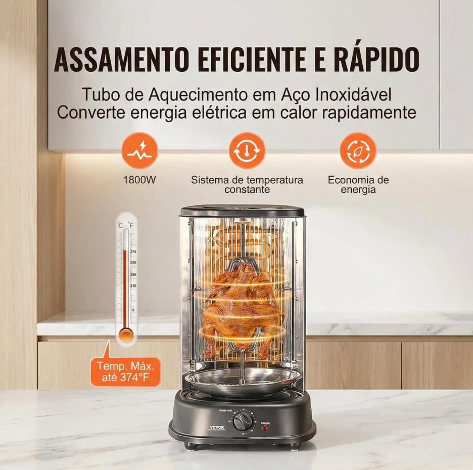Grill Vertical Elétrico Giratório