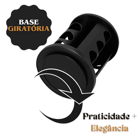 Porta Temperos Giratório 360º com Potes de Vidro e Tampa Dosadora | Organizador de Condimentos Premium