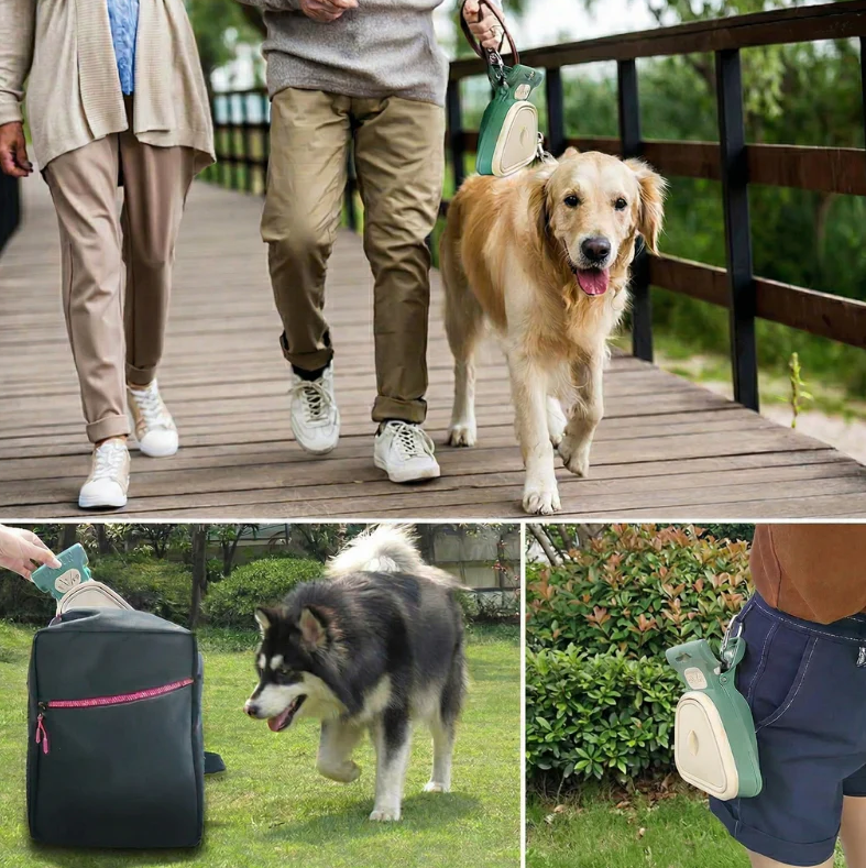 Kit Passeio Inteligente Pet CleanWalk™ | Coletor Higiênico + Garrafa Portátil com Tigela