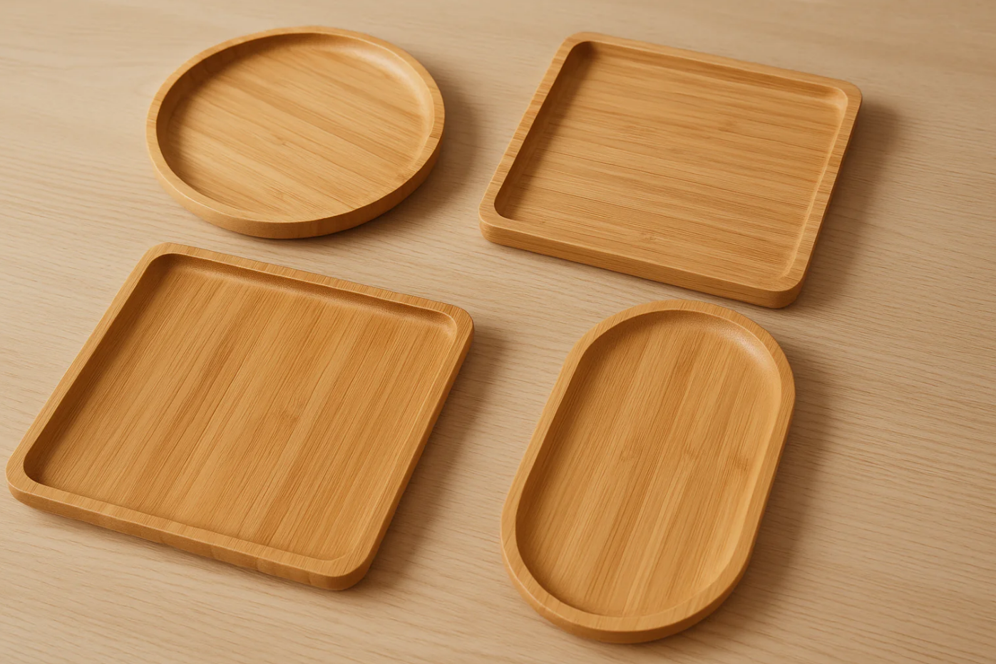 Conjunto 3 Travessas Bambu Natural - Sustentável Ecológico