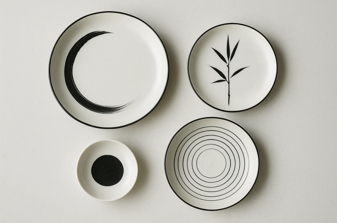 Conjunto Pratos Porcelana Japonesa Zen - 18 Peças Minimalista