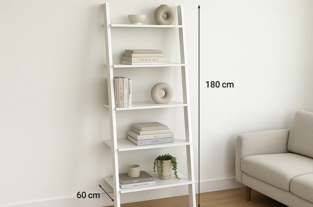 Estante Escada Branca 5 Prateleiras 180cm Madeira